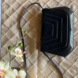 Navy Blue Leather Clutch